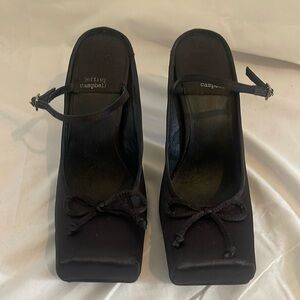 Jeffrey Campbell Nureyev black satin heels